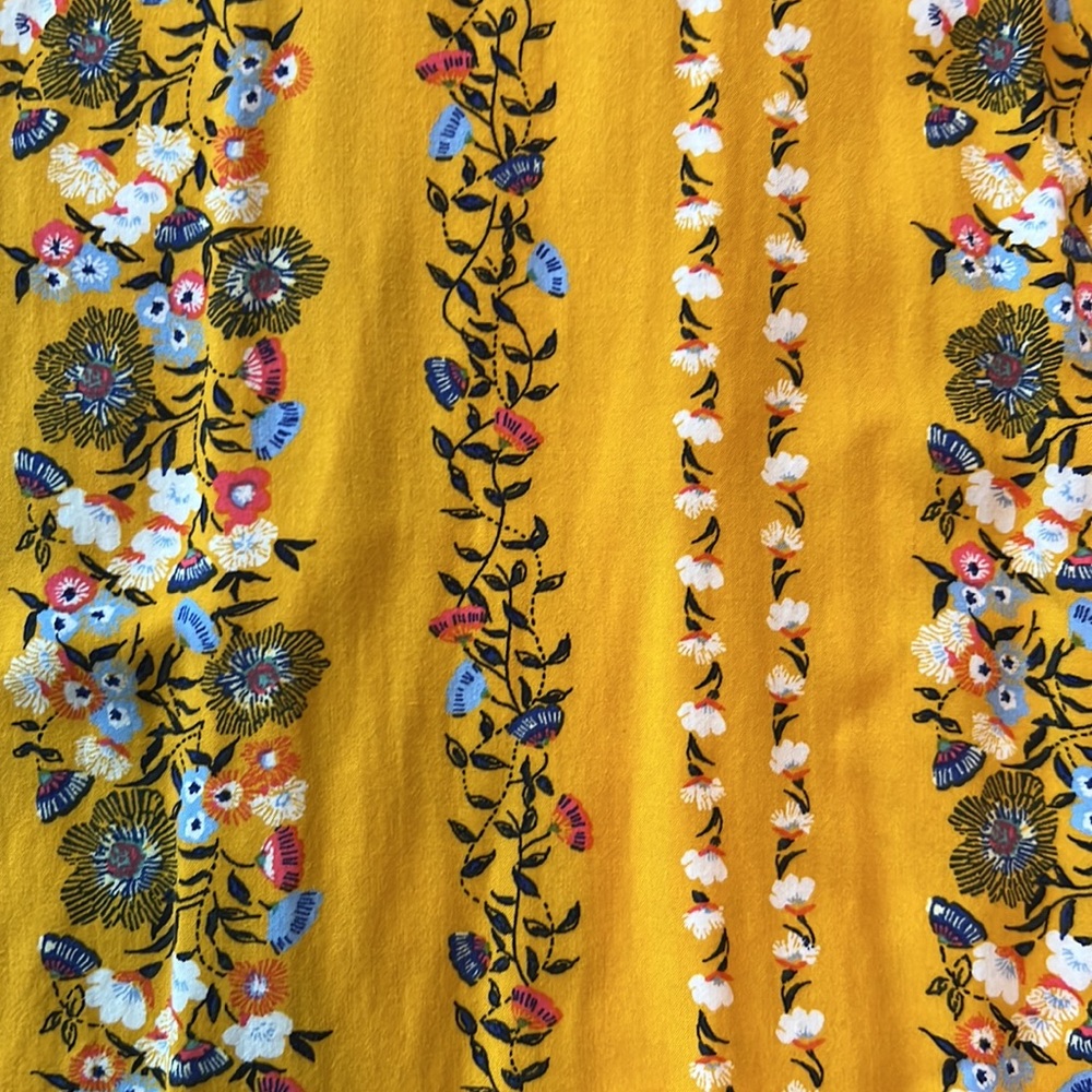 Old Navy adjustable strap mustard yellow floral sleeveless swing dress - Picture 2 of 4
